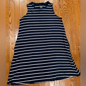 Time and Tru Navy and White Striped Tank Top